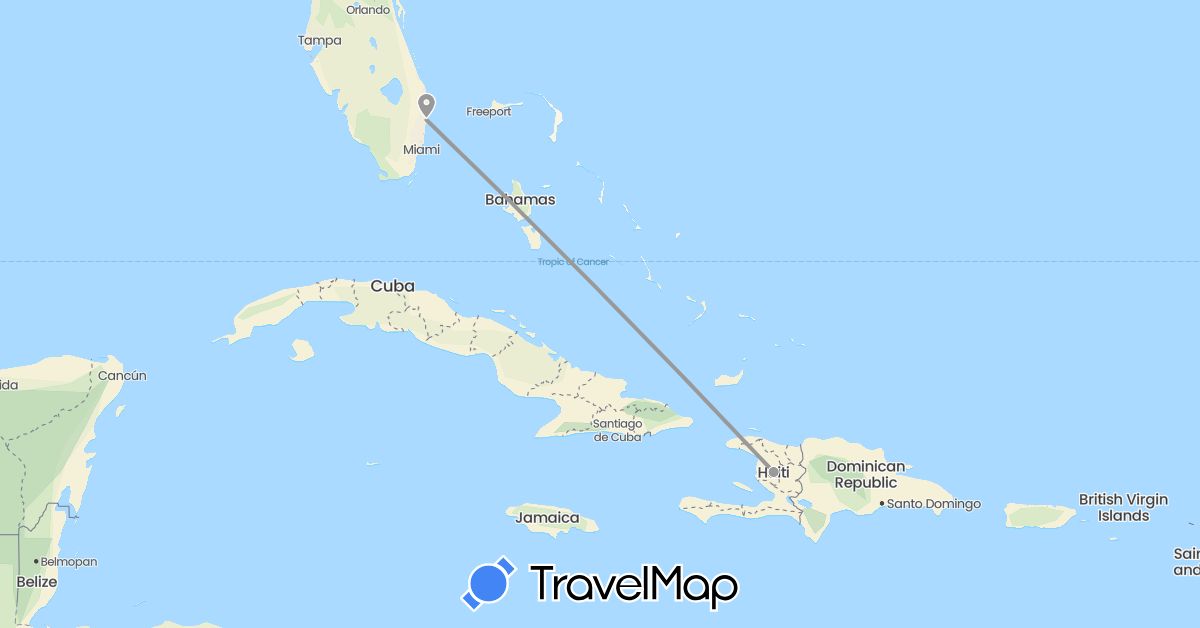 TravelMap itinerary: driving, plane in Haiti, United States (North America)